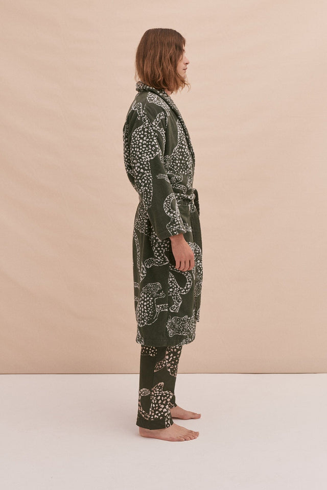 Unisex Towel Robe Jag Print Green
