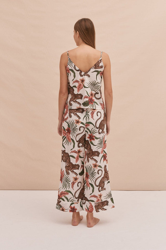 Cami Top & Wide Leg Trouser Set Soleia Leopard Print Cream