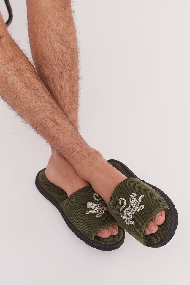 Men’s Corduroy Slides The Jag Print Green