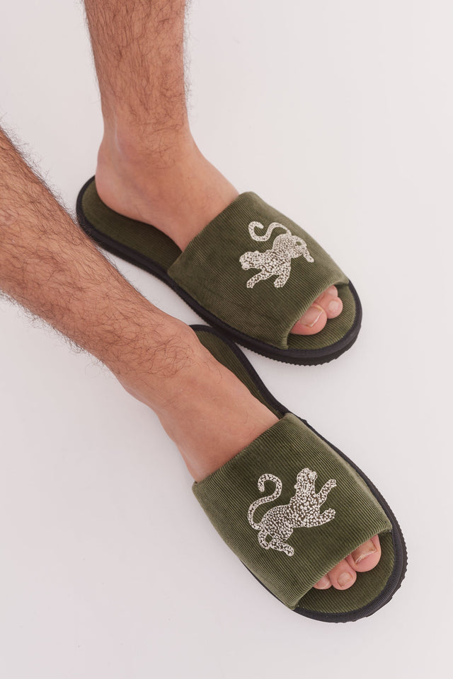 Men’s Corduroy Slides The Jag Print Green