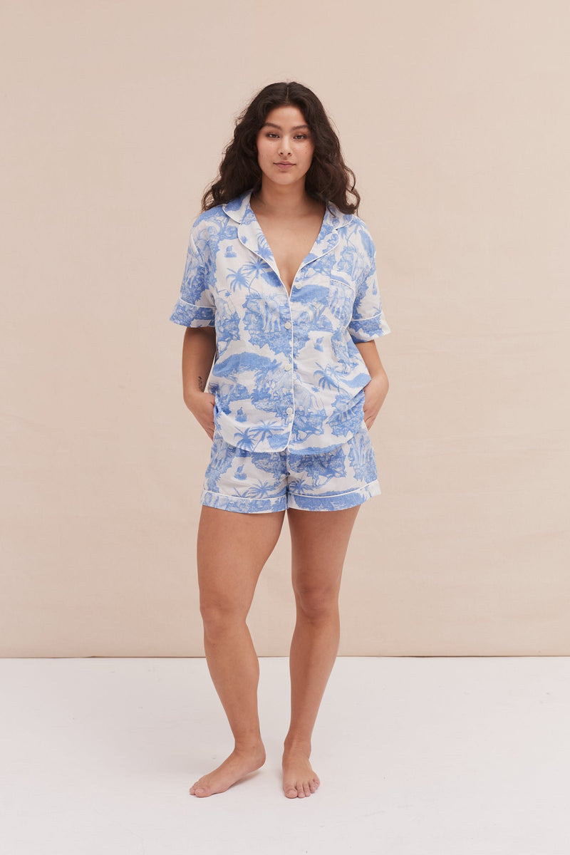 Short Pyjama Set Loxodonta Print Blue