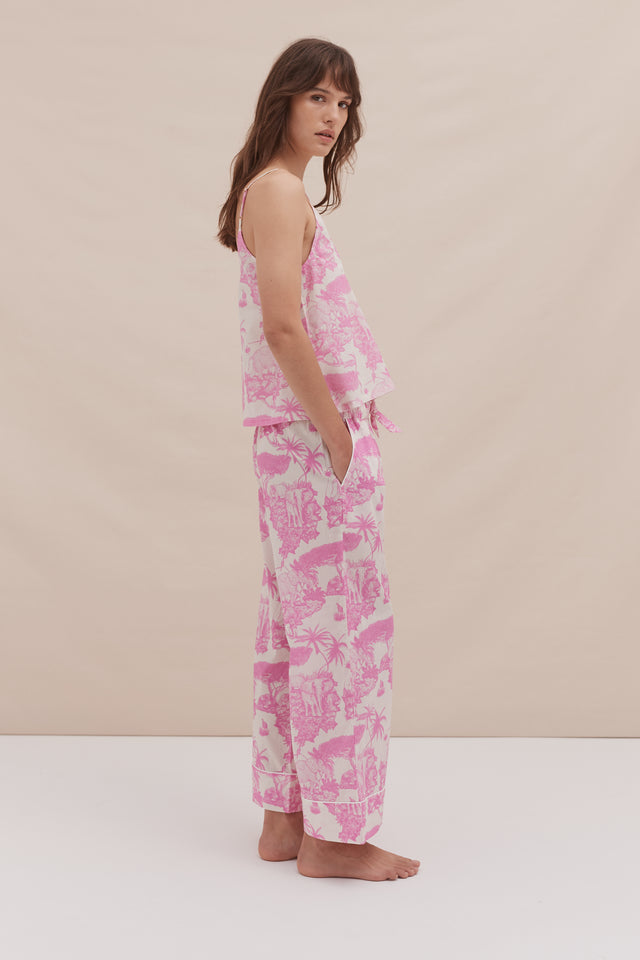 Cami Top and Wide Leg Trouser Set Loxodonta Print Pink