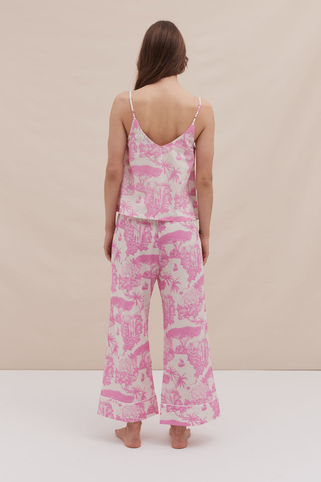 Cami Top and Wide Leg Trouser Set Loxodonta Print Pink