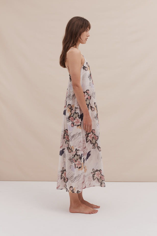 Square Nightie Love Print Chalk