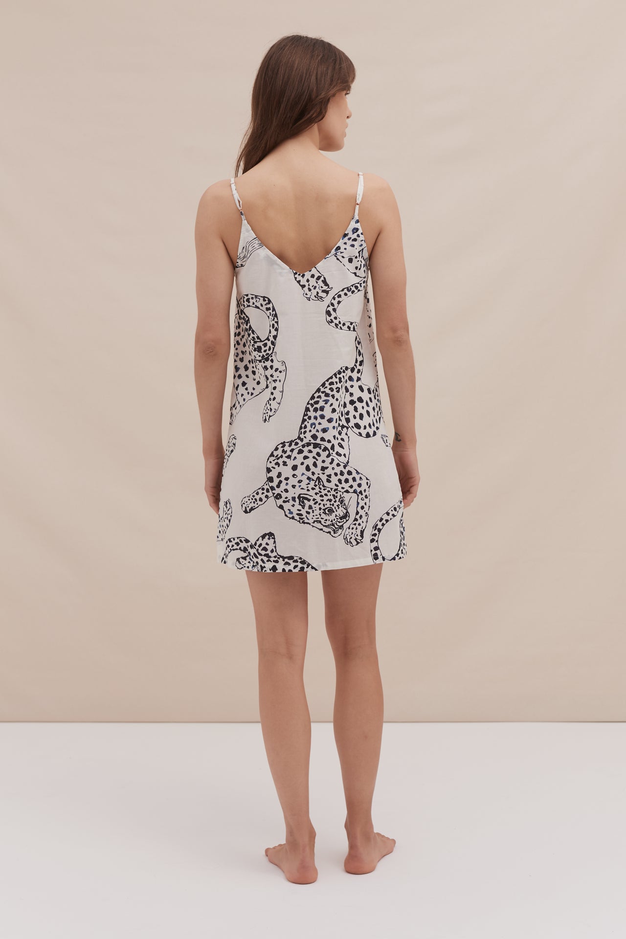 Short Slip Nightie The Jag Print Cream