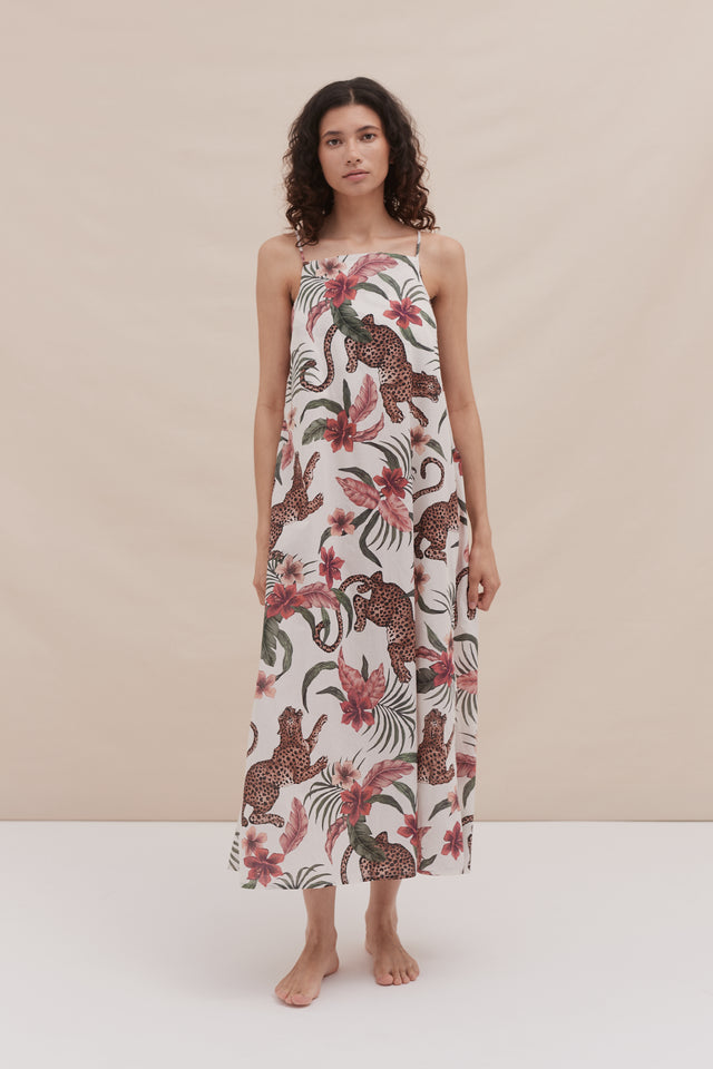 Square Nightie Soleia Leopard Print Cream