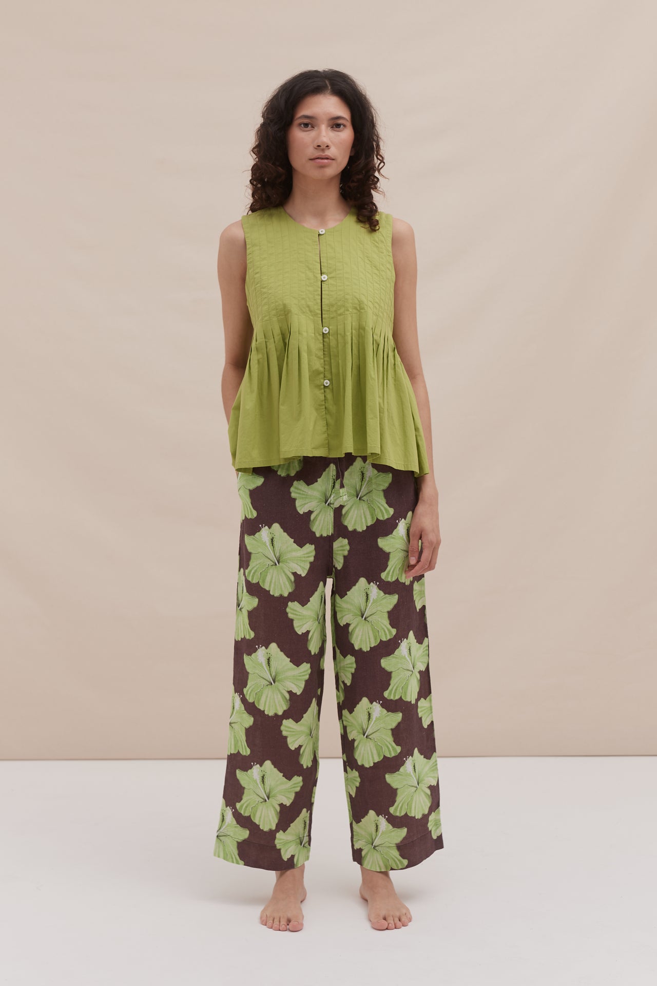 Pleated Cami Top Lime