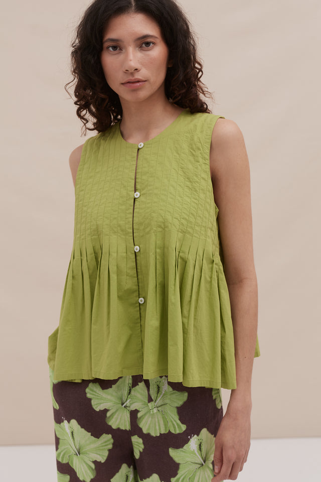 Pleated Cami Top Lime