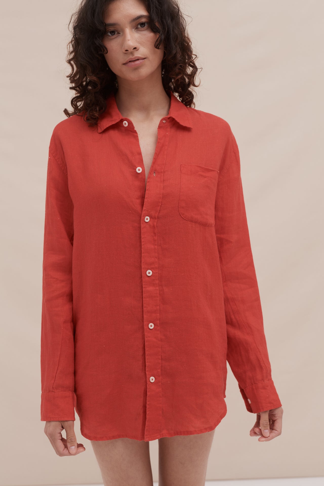 Lounge Shirt Red Linen