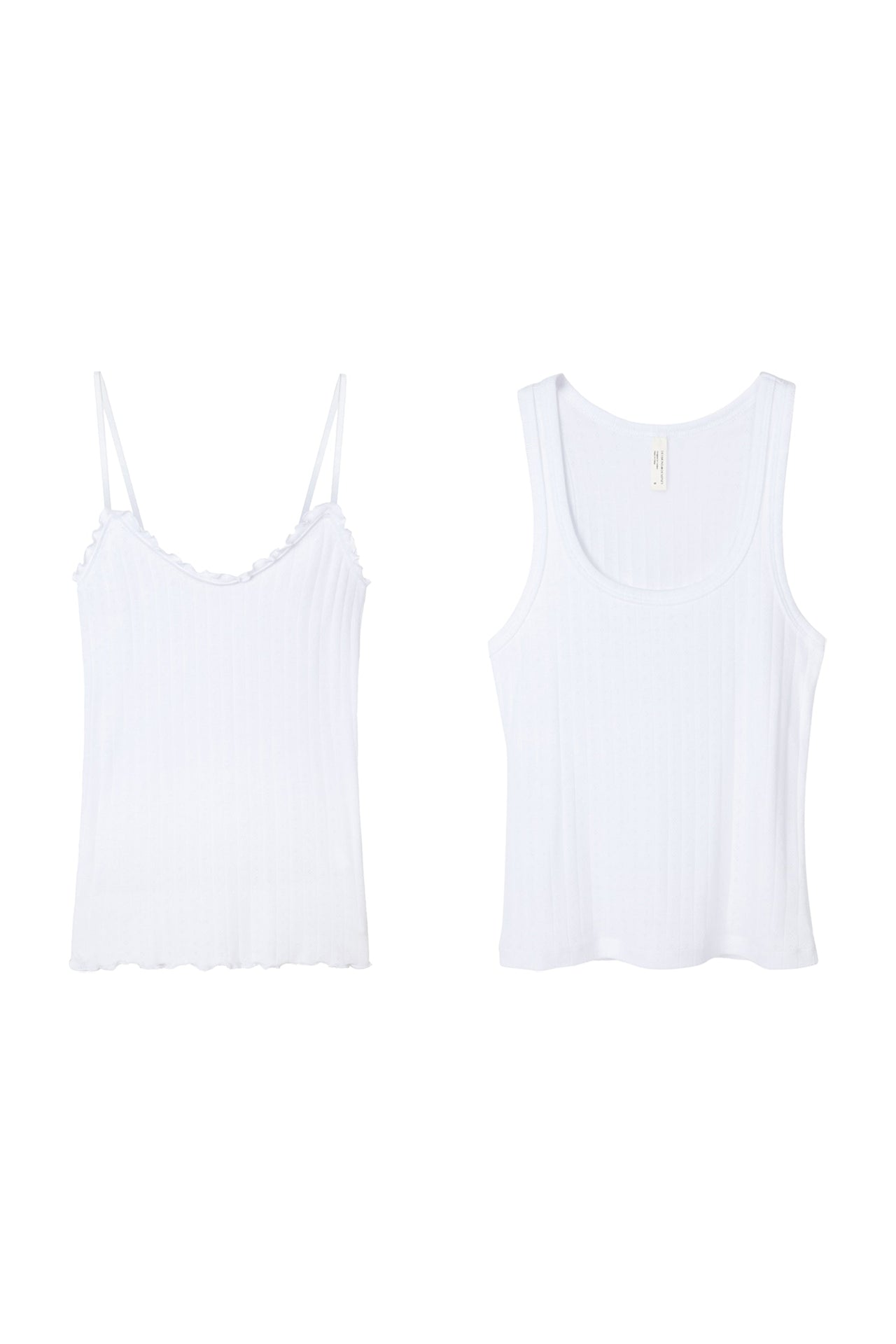 Pointelle Multi Tank Top Set of Two White