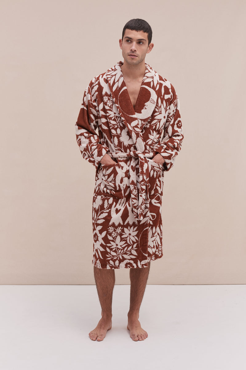Unisex Towel Robe Idle Hands Mocha/Cream