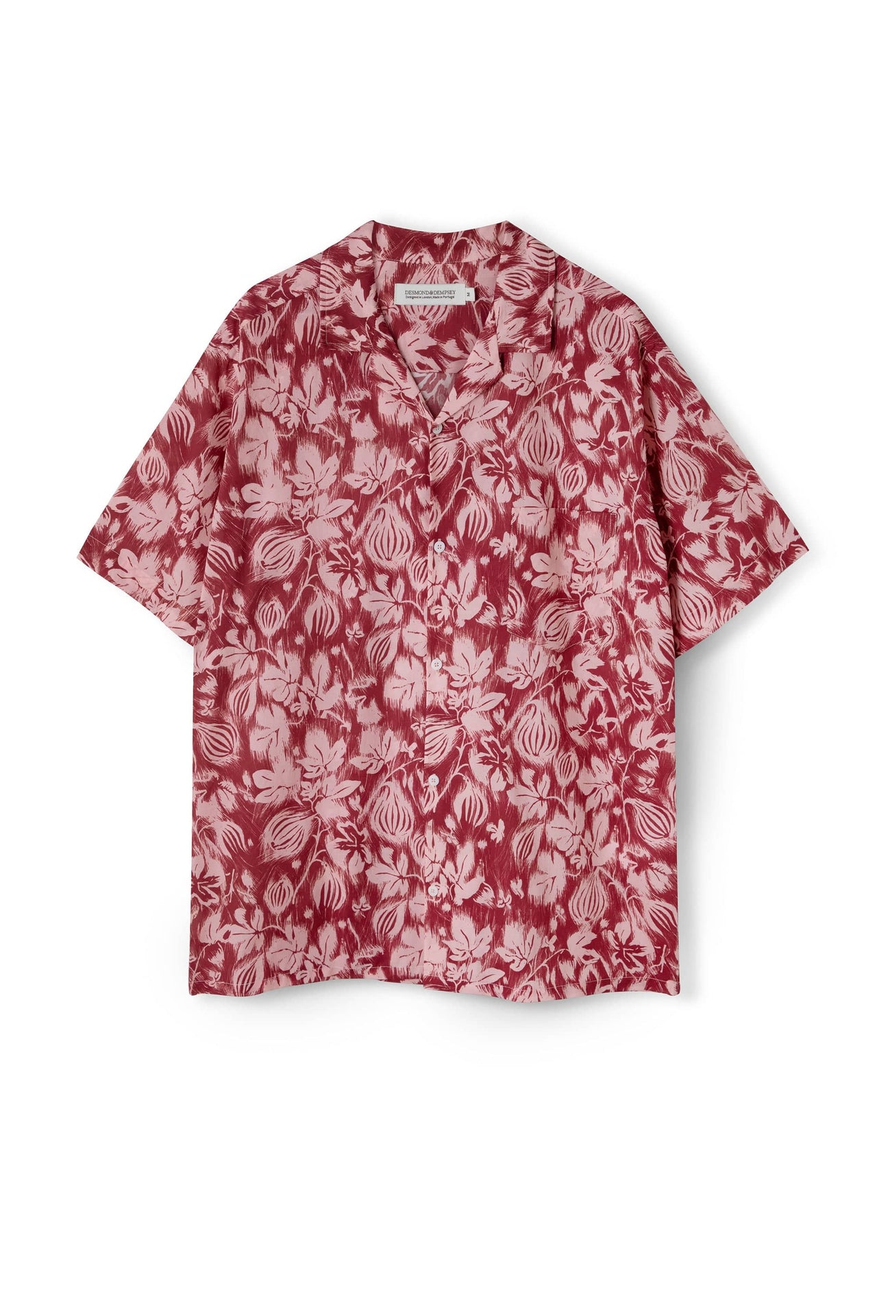 Men’s Cuban Pyjama Shirt Alma Fig Print Red/Pink