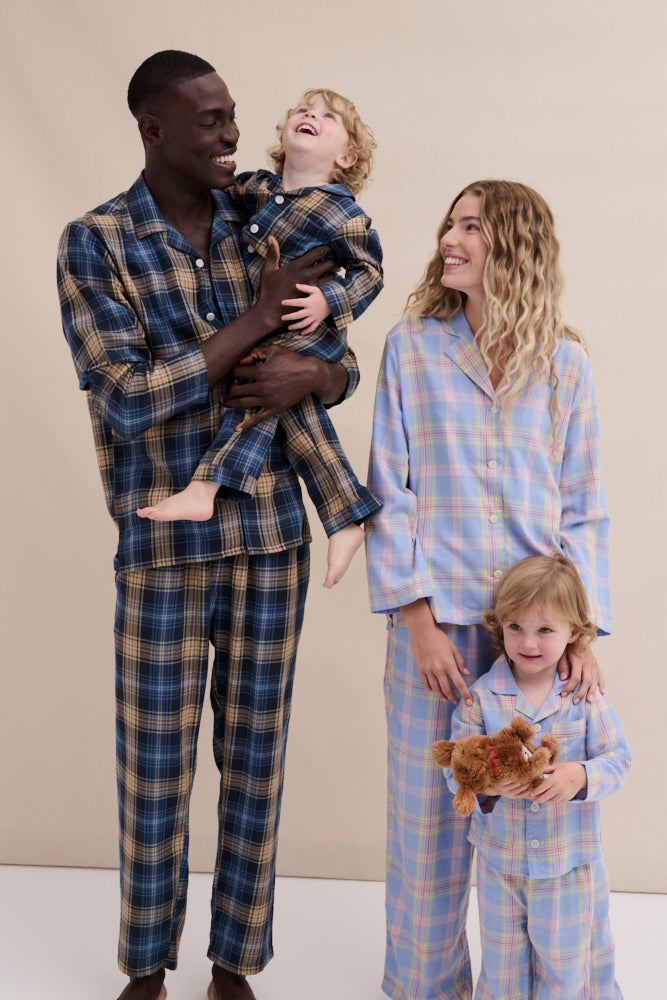 Men’s 402 Long Pyjama Set Lightweight Flannel Navy