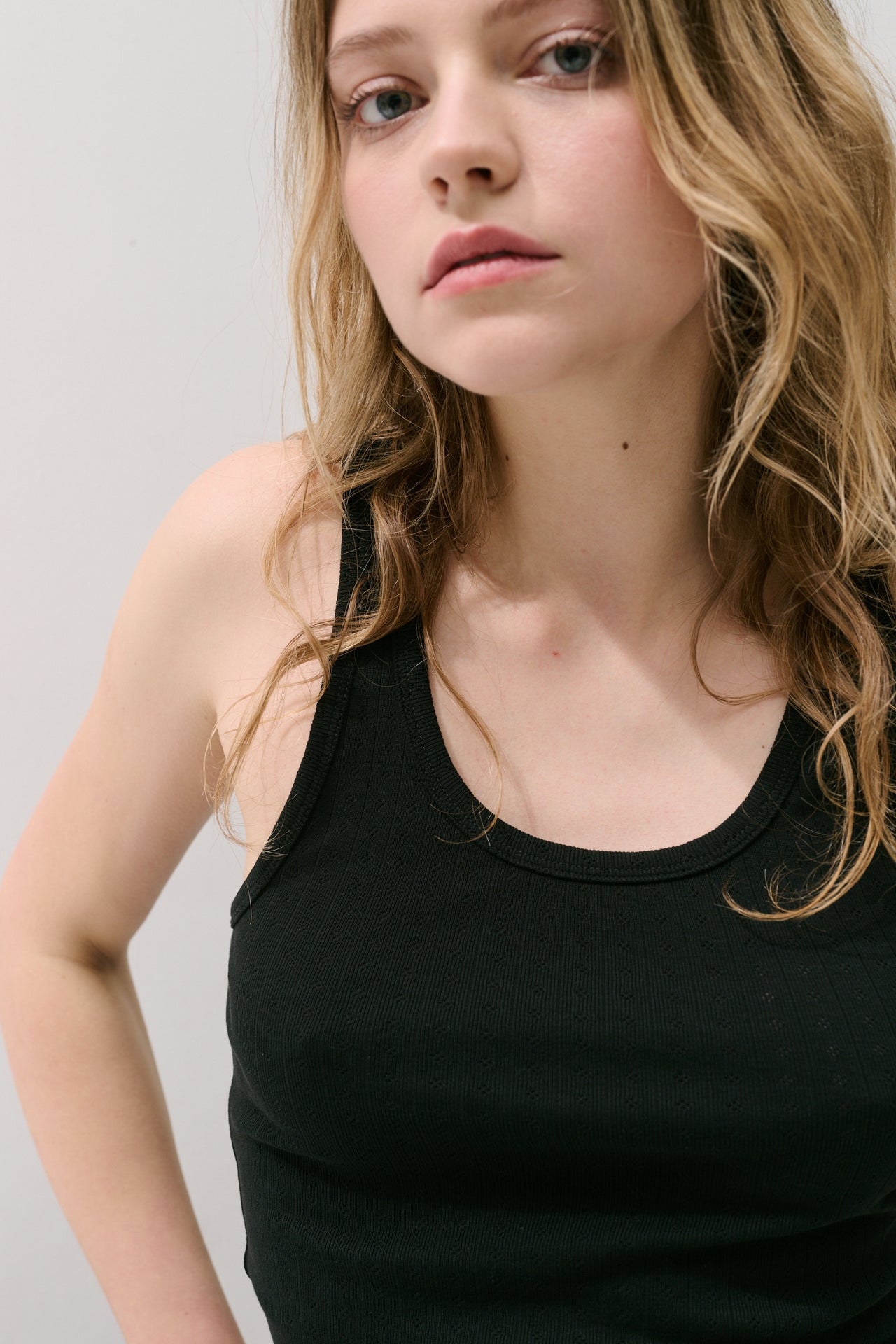 Pointelle Tank Top Black