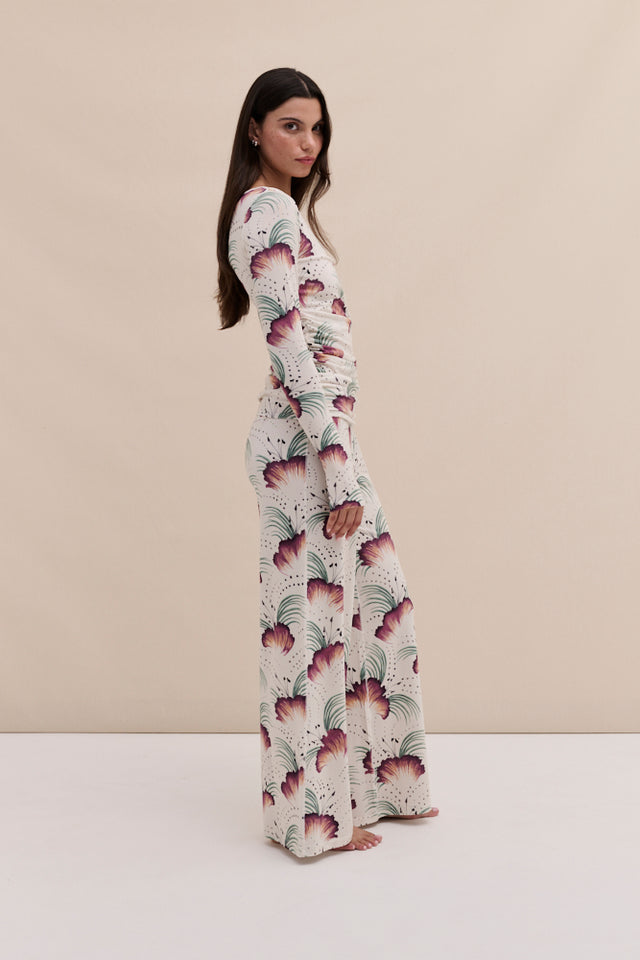 Lyocell Jersey Wrap Top & Fold Over Trousers Set Tigerlily Cream