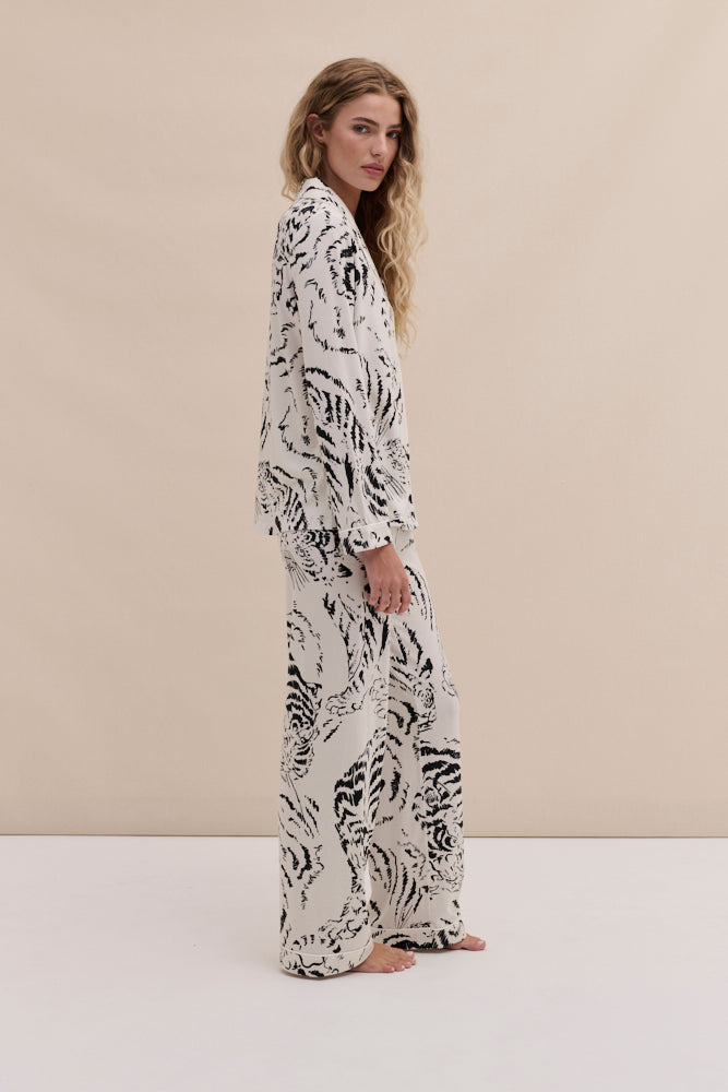 Lyocell Jersey Long Pyjama Set Tigress Cream