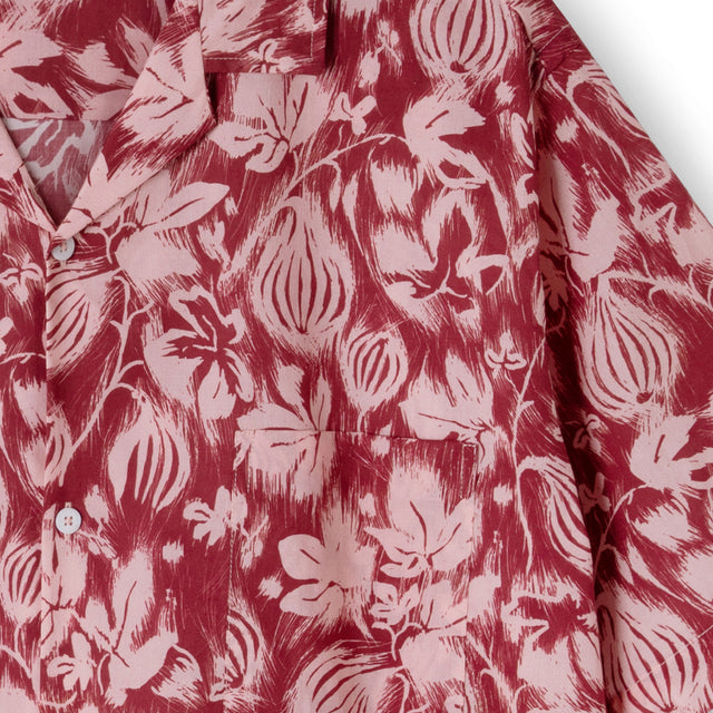 Men’s Cuban Pyjama Shirt Alma Fig Print Red/Pink