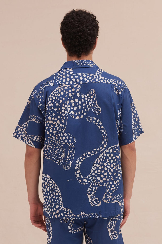 Men’s Cuban Pyjama Shirt The Jag Print Blue