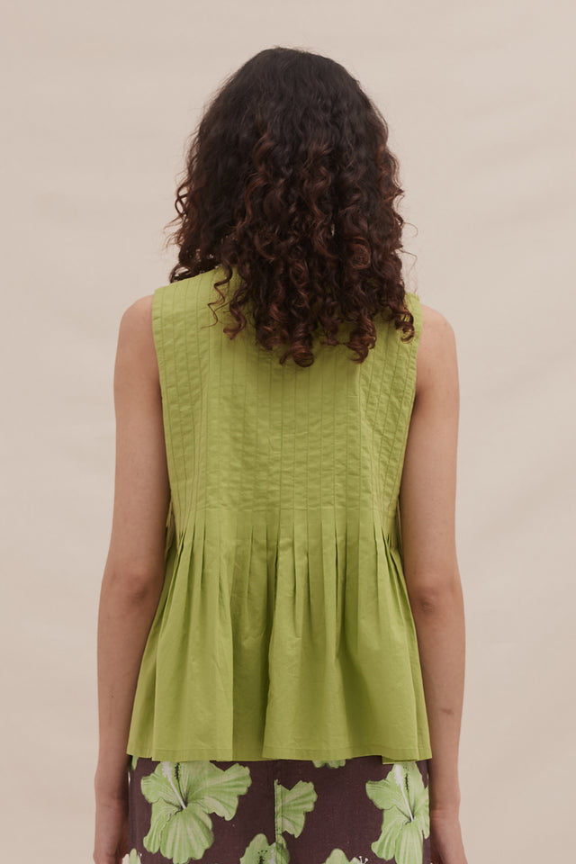 Pleated Cami Top Lime