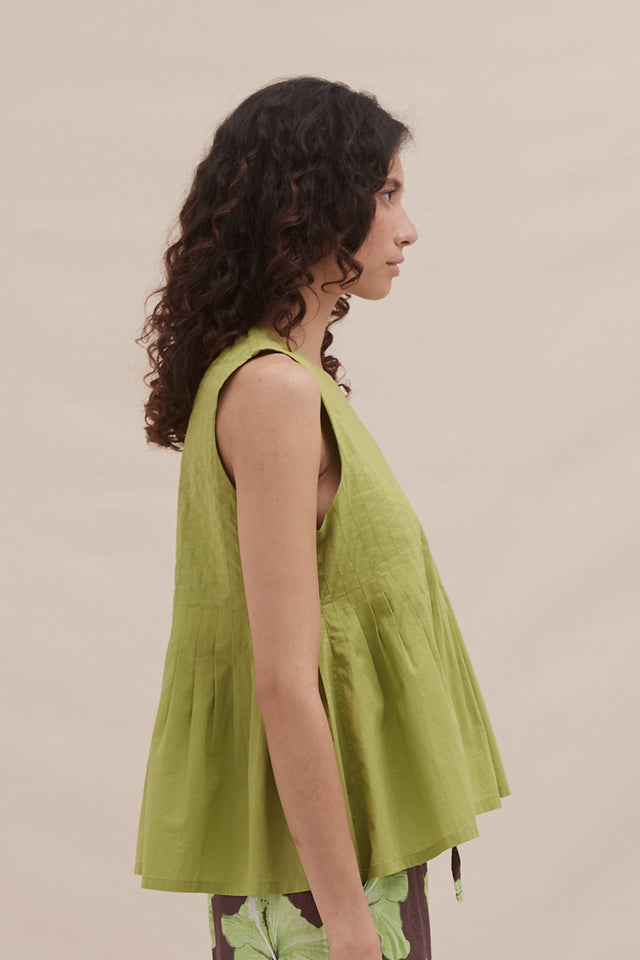 Pleated Cami Top Lime