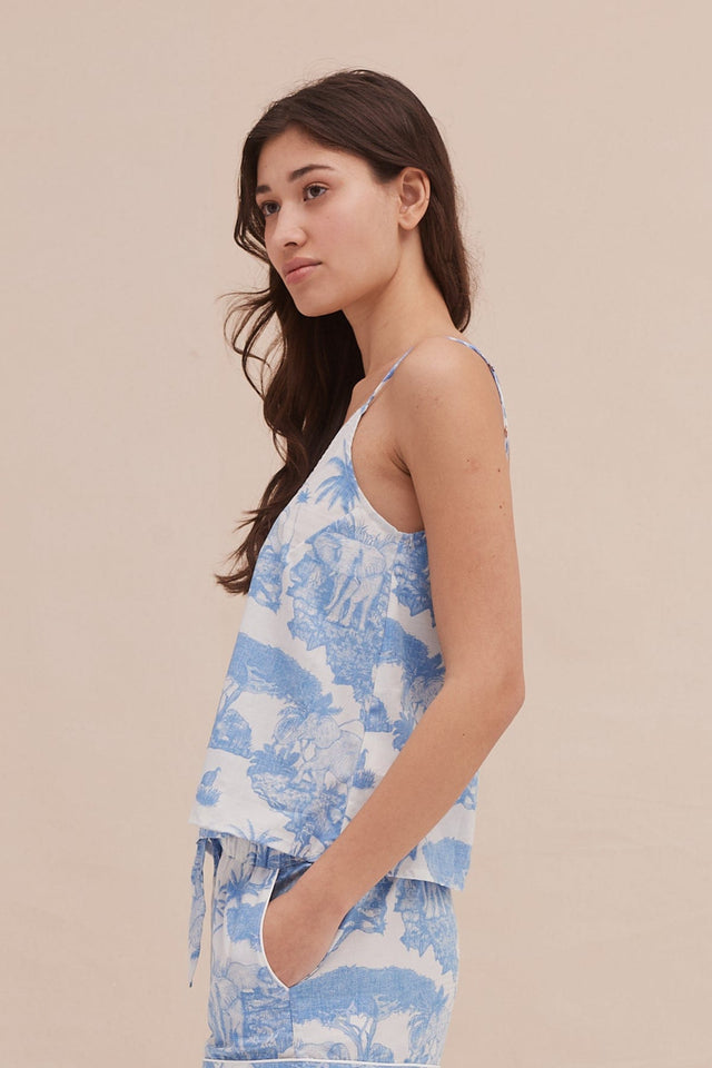 Cami Top Loxodonta Print Blue