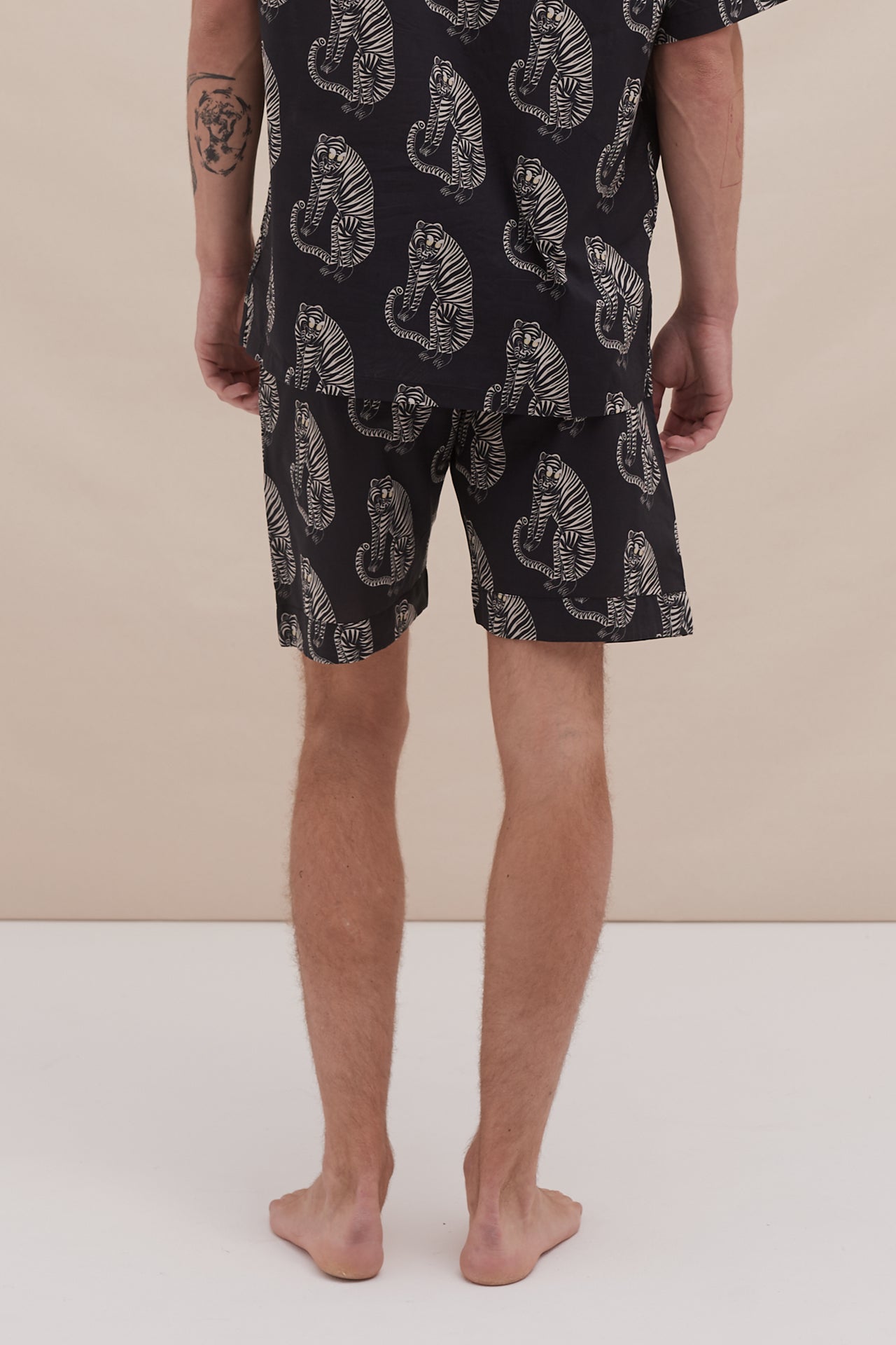Men’s Pyjama Shorts Sansindo Tiger Print Black/Cream