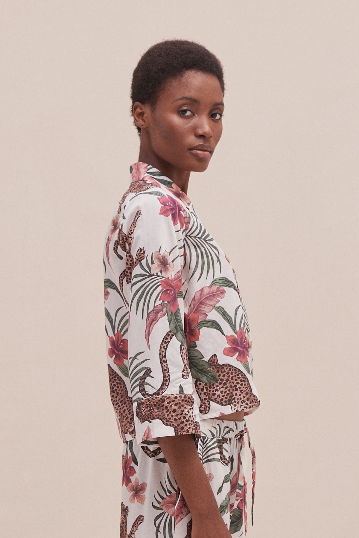 Women's Boxy Shirt Soleia Print Cream
