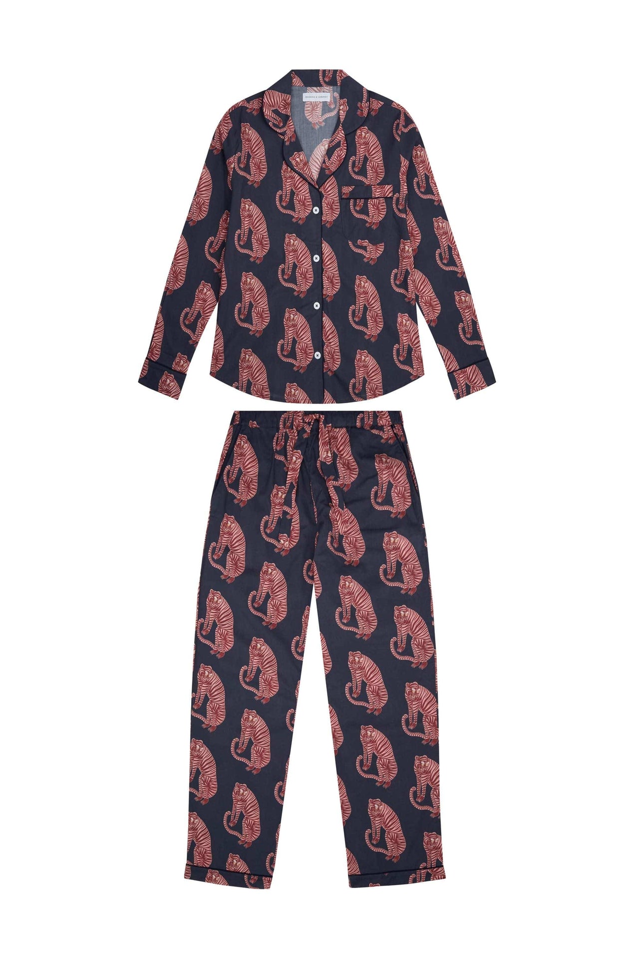 Long Pyjama Set Sansindo Tiger Print Navy/Pink