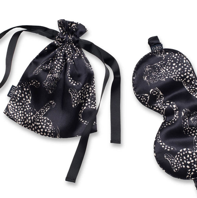 Silk Eye Mask Jag Print Navy